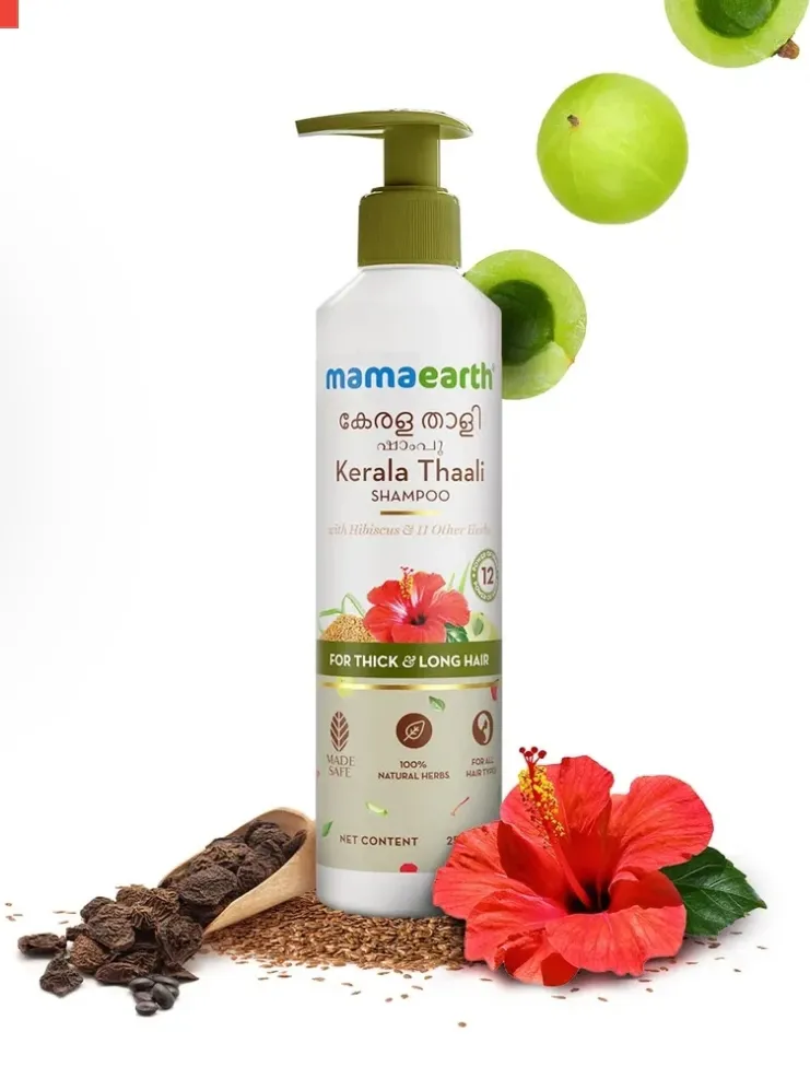 Mamaearth Kerala Thaali Shampoo with the Power of 12 Herbs for Thick & Long Hair