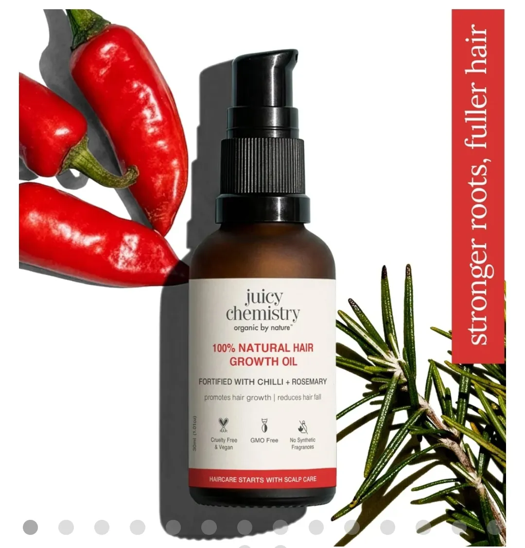 Juicy Chemistry 100% Natural Chilli + Rosemary Hair Growth Oil