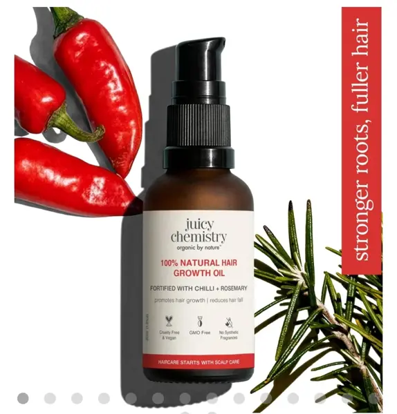 Juicy Chemistry 100% Natural Chilli + Rosemary Hair Growth Oil